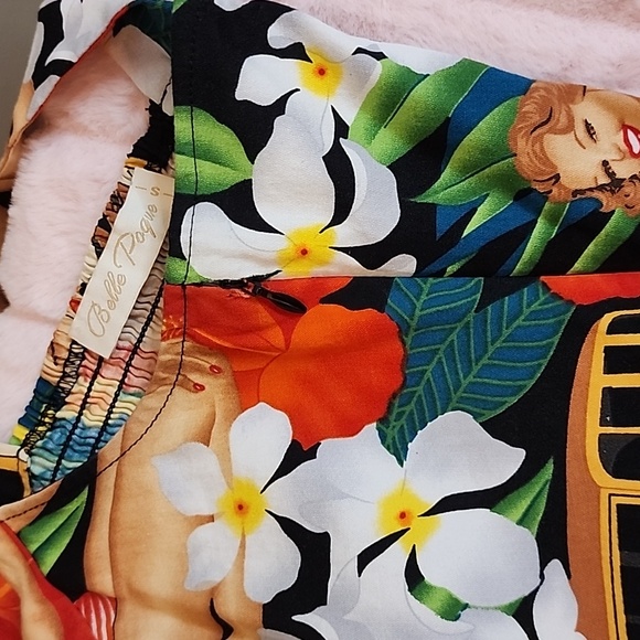 Belle Poque Sleeveless 50's Retro Tank, Black, Green, Yellow, Size Small - Picture 9 of 9